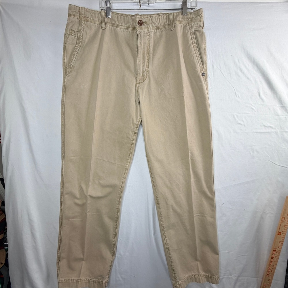 Timberland Mens Chino Pants 38x32 Khaki Tan Cotton Twill Straight Leg Trousers